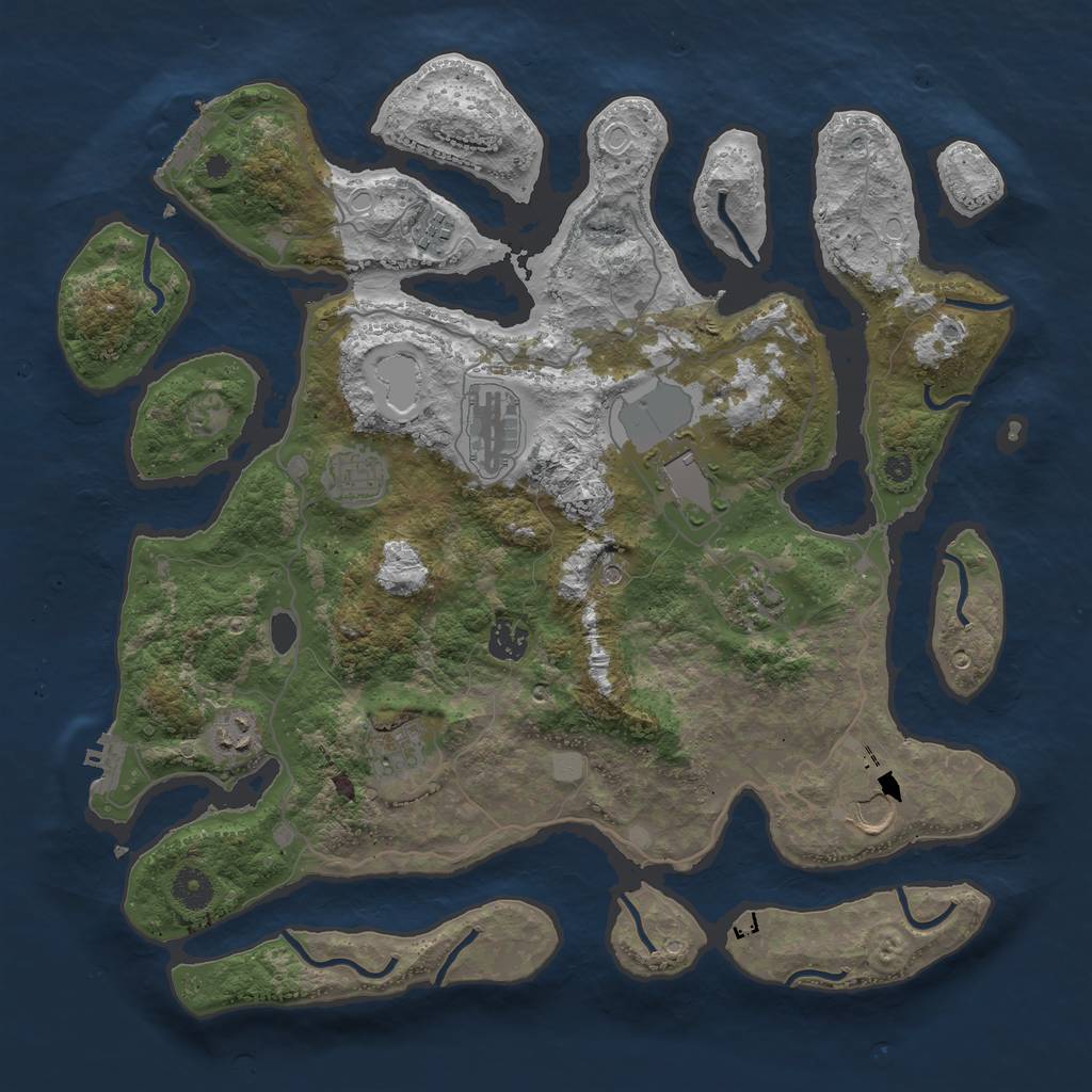 Rust Map: Procedural Map, Size: 4000, Seed: 860973, 17 Monuments