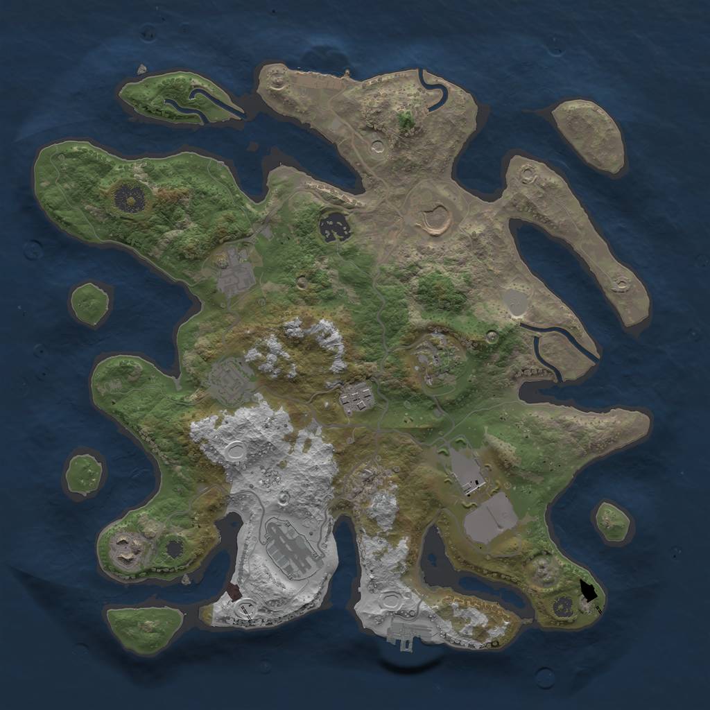 Rust Map: Procedural Map, Size: 3500, Seed: 1413855356, 17 Monuments