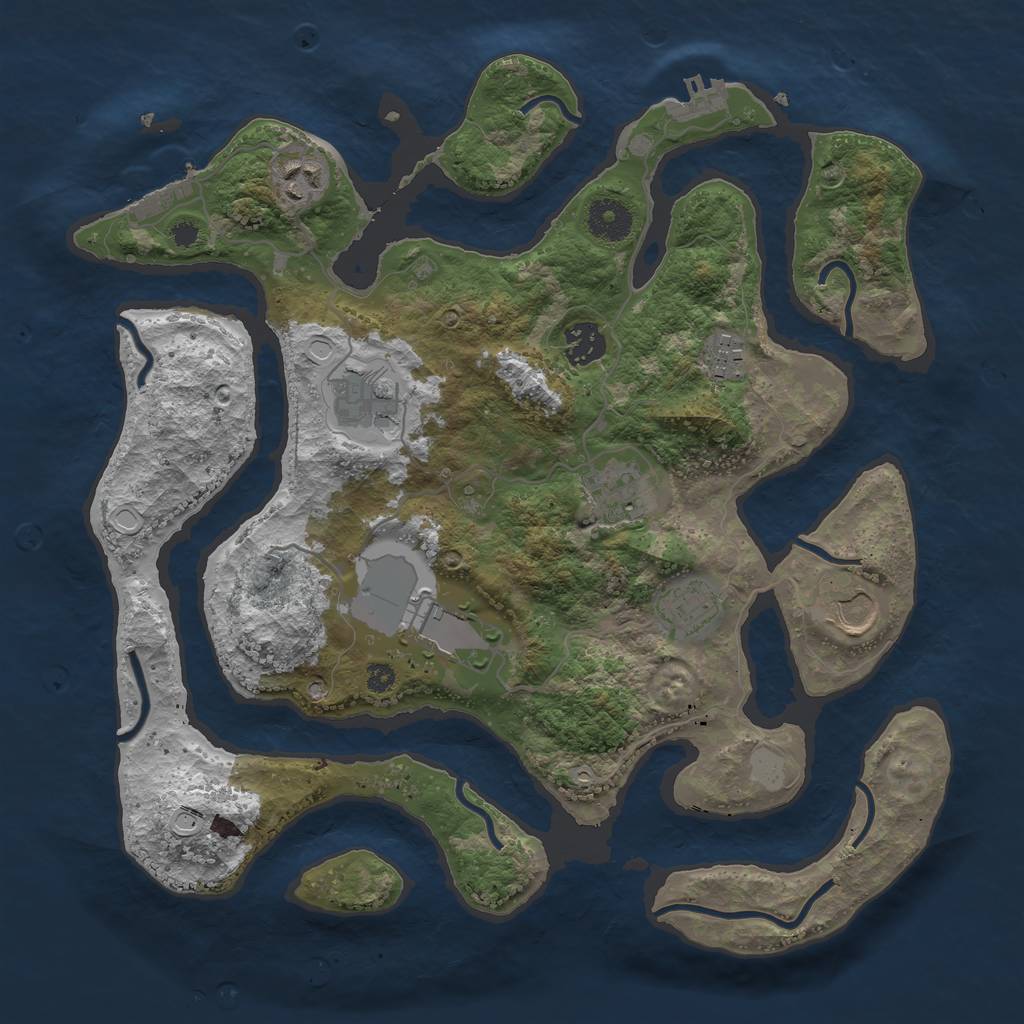 Rust Map: Procedural Map, Size: 3550, Seed: 782132, 15 Monuments