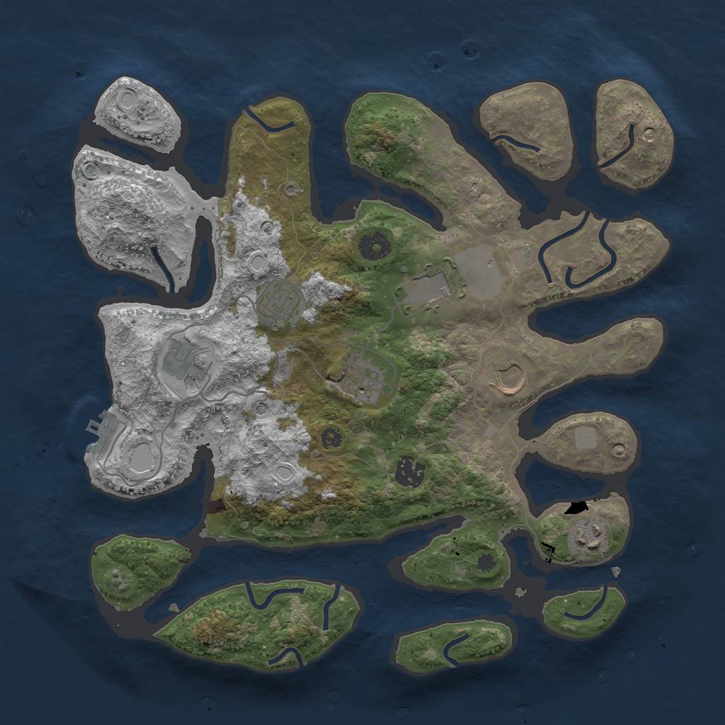 Rust Map: Procedural Map, Size: 3550, Seed: 117879, 14 Monuments