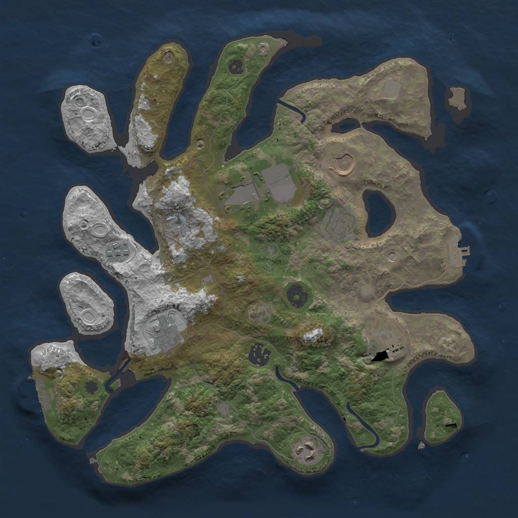 Rust Map: Procedural Map, Size: 3550, Seed: 477647, 16 Monuments