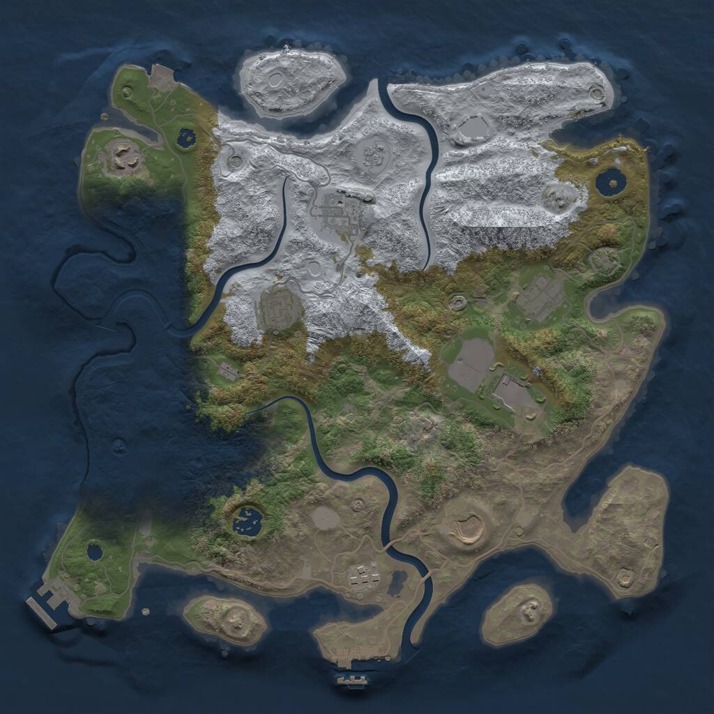 Rust Map: Procedural Map, Size: 3700, Seed: 1935982034, 14 Monuments
