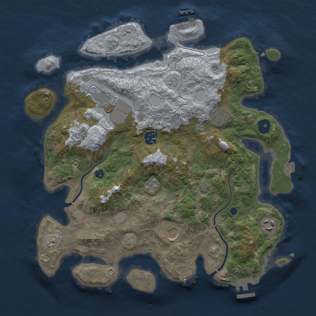 Rust Map: Procedural Map, Size: 3550, Seed: 382522, 12 Monuments