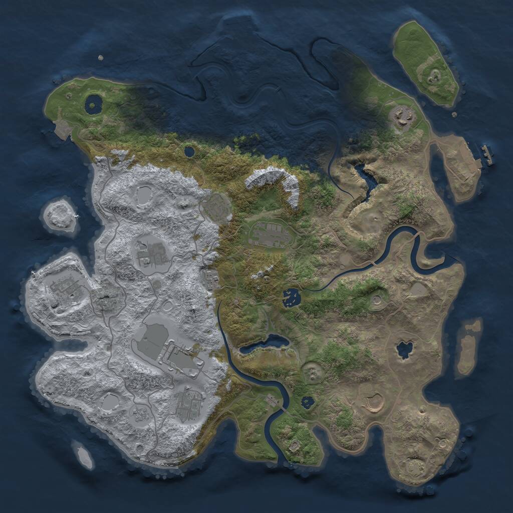 Rust Map: Procedural Map, Size: 4000, Seed: 914483, 16 Monuments