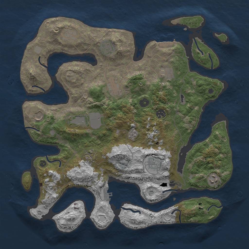Rust Map: Procedural Map, Size: 4000, Seed: 1691556140, 19 Monuments