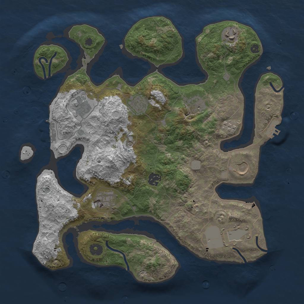 Rust Map: Procedural Map, Size: 3550, Seed: 553055, 17 Monuments
