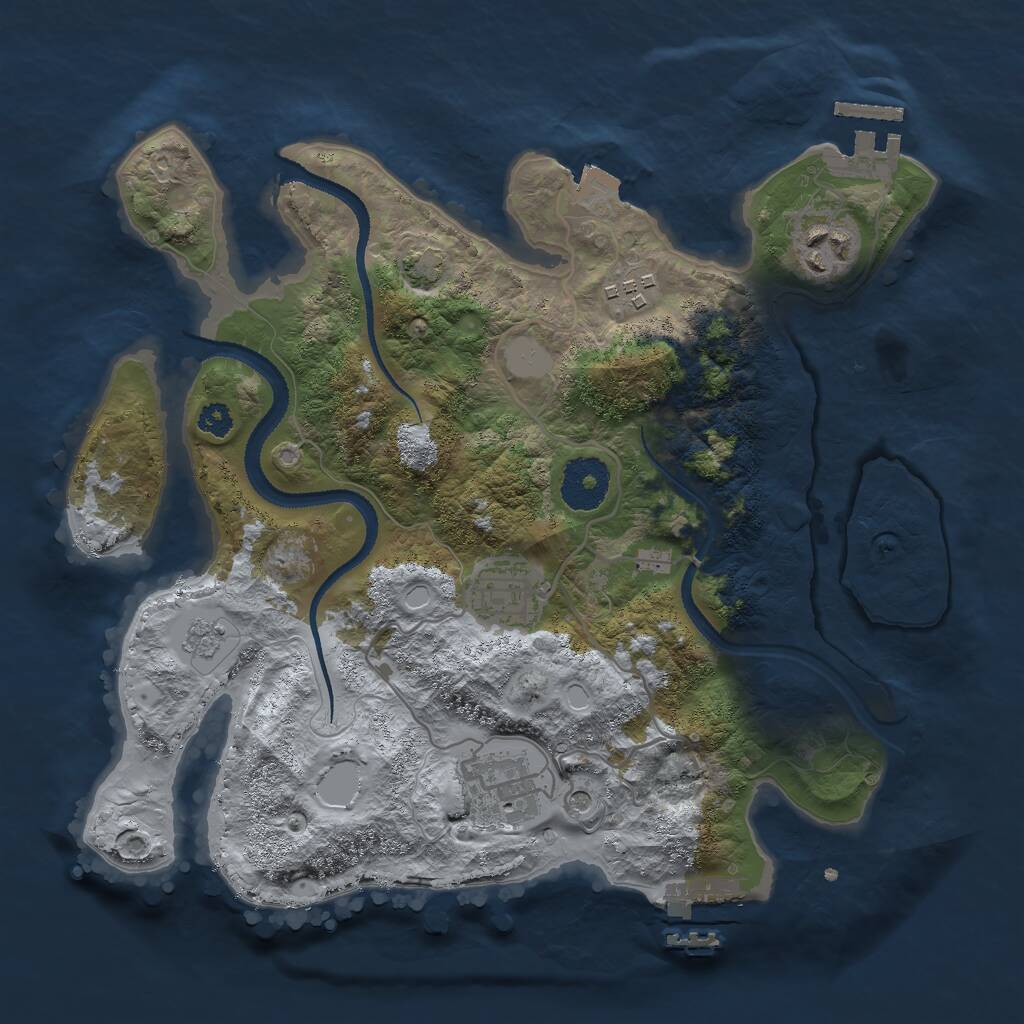 Rust Map: Procedural Map, Size: 3000, Seed: 345762374, 10 Monuments