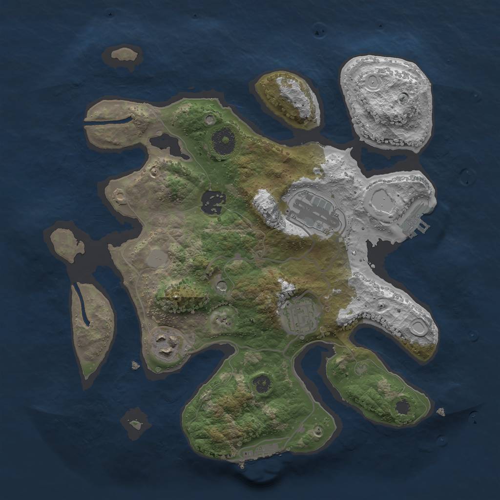 Rust Map: Procedural Map, Size: 3000, Seed: 779435, 12 Monuments