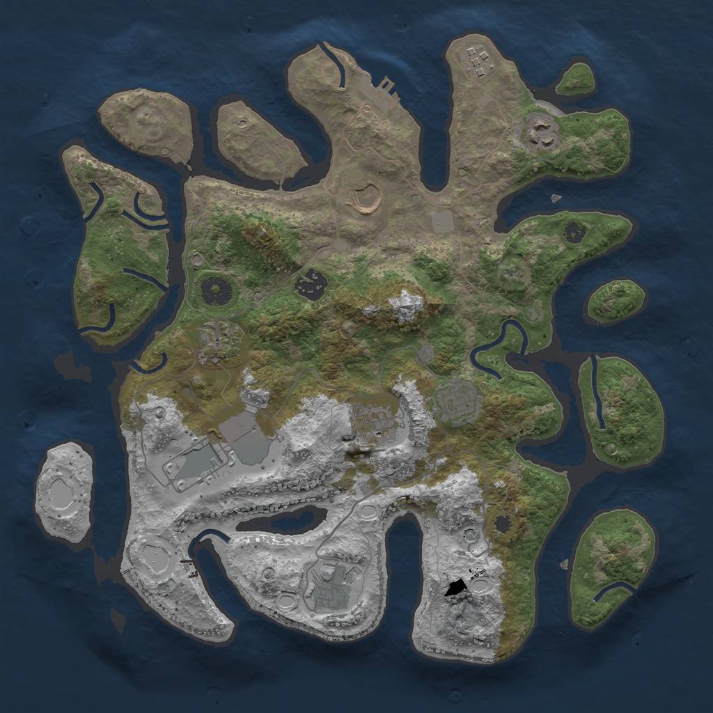 Rust Map: Procedural Map, Size: 3550, Seed: 513070, 16 Monuments
