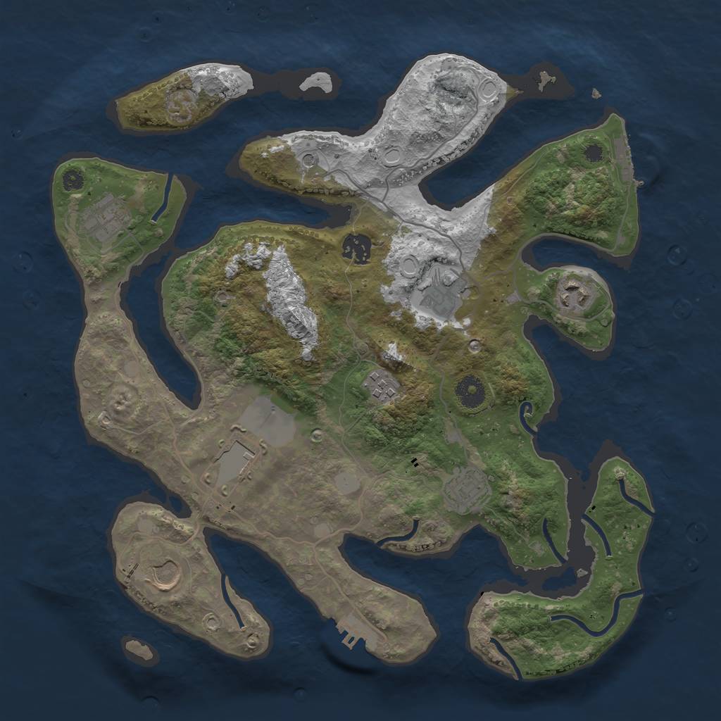 Rust Map: Procedural Map, Size: 3550, Seed: 597244, 16 Monuments