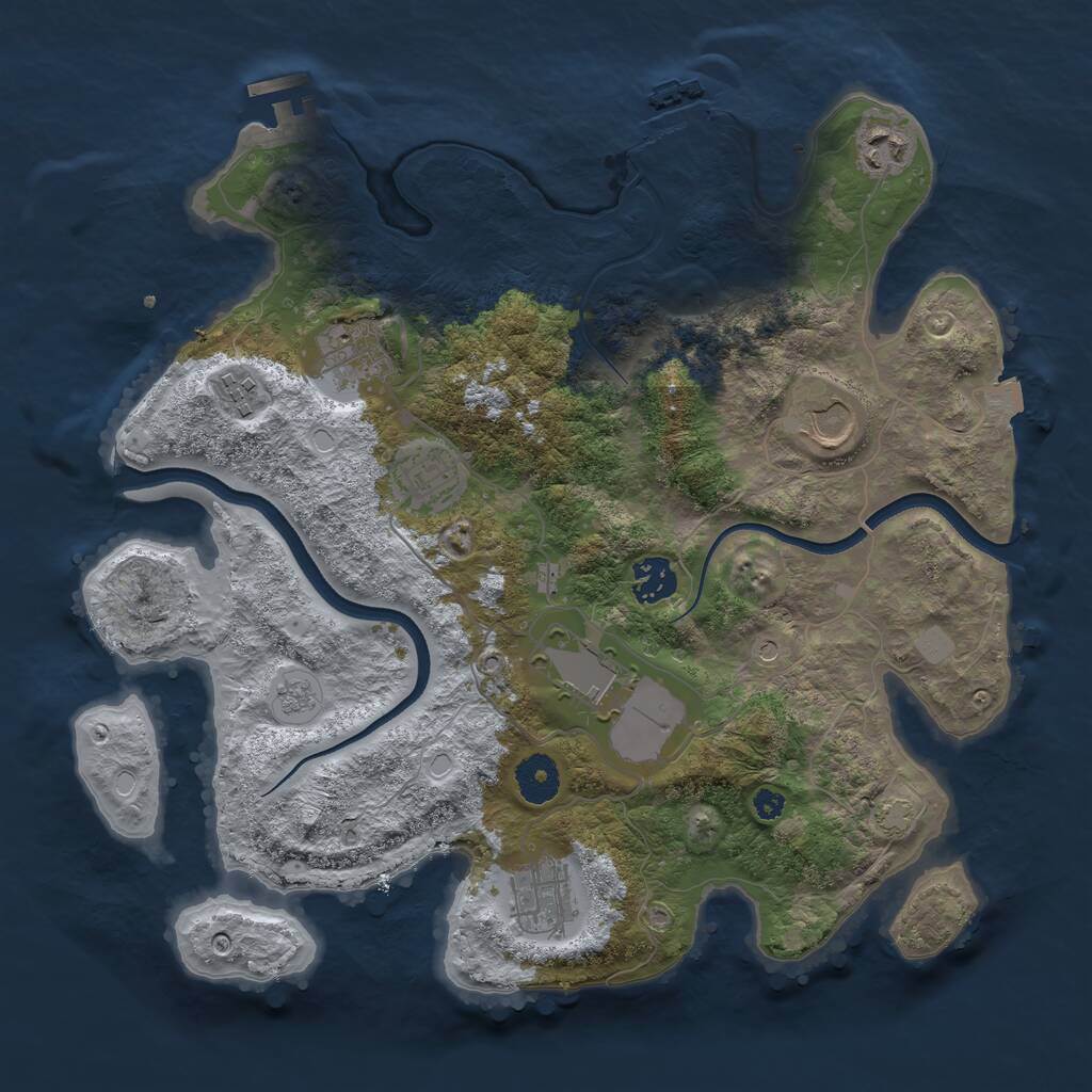 Rust Map: Procedural Map, Size: 3550, Seed: 698213, 14 Monuments