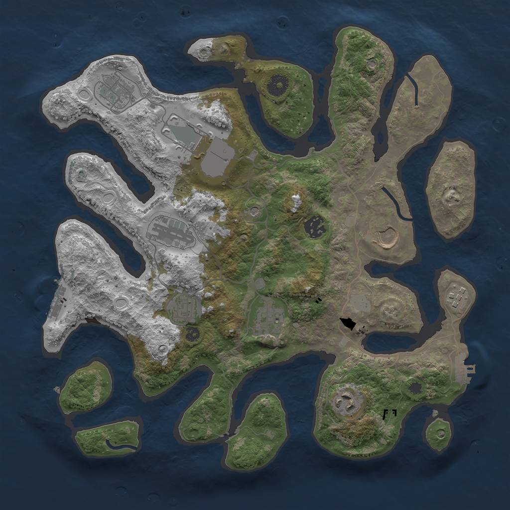 Rust Map: Procedural Map, Size: 3550, Seed: 836132, 17 Monuments