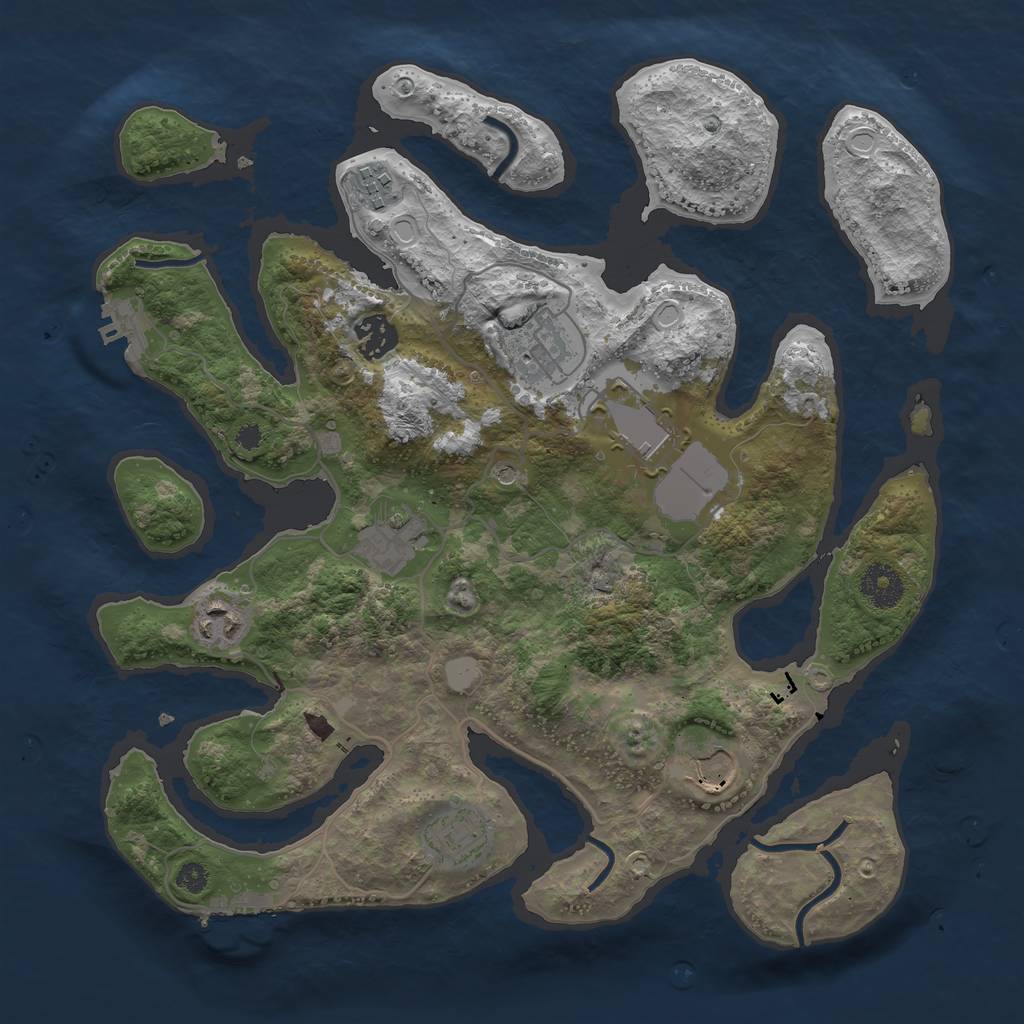 Rust Map: Procedural Map, Size: 3500, Seed: 440472709, 16 Monuments