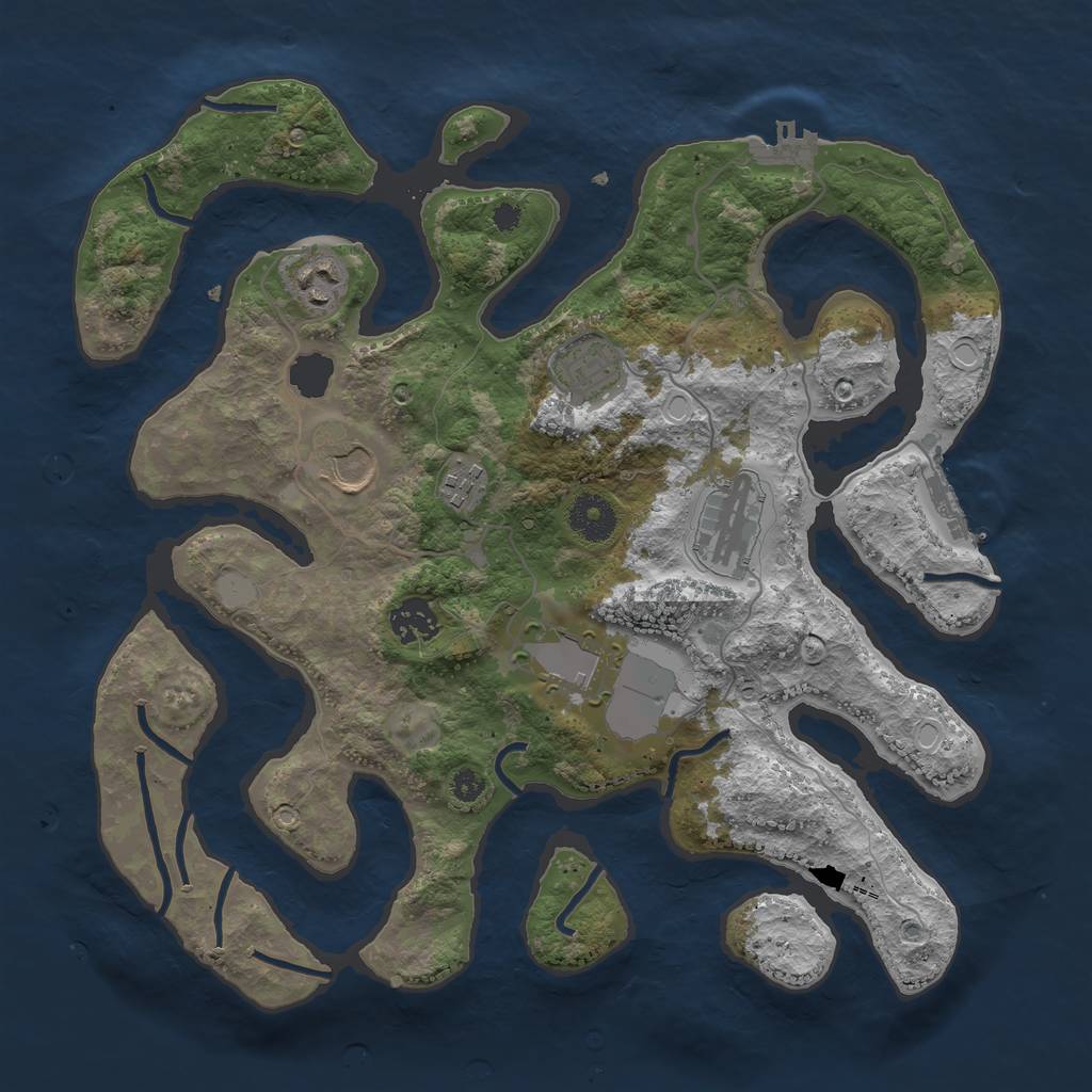 Rust Map: Procedural Map, Size: 3500, Seed: 377, 14 Monuments