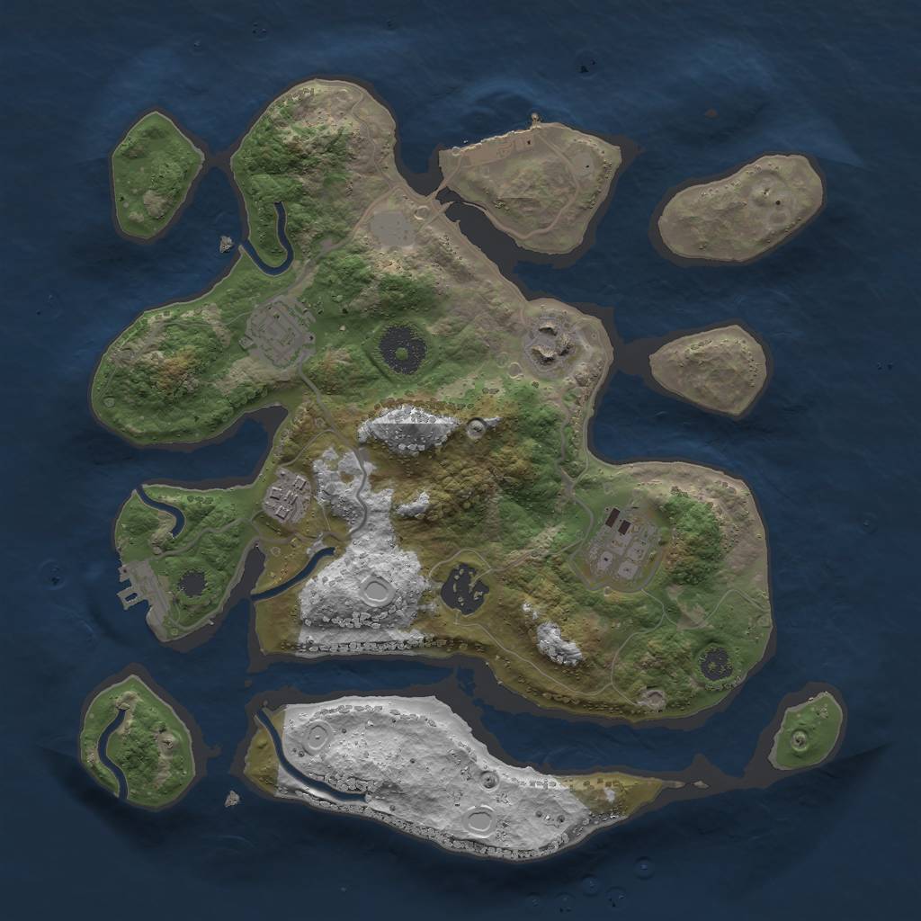 Rust Map: Procedural Map, Size: 3000, Seed: 34576, 12 Monuments