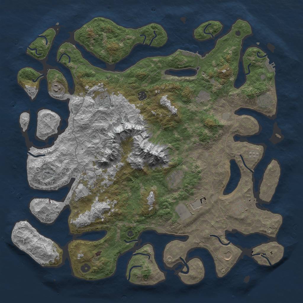 Rust Map: Procedural Map, Size: 5000, Seed: 128014, 19 Monuments
