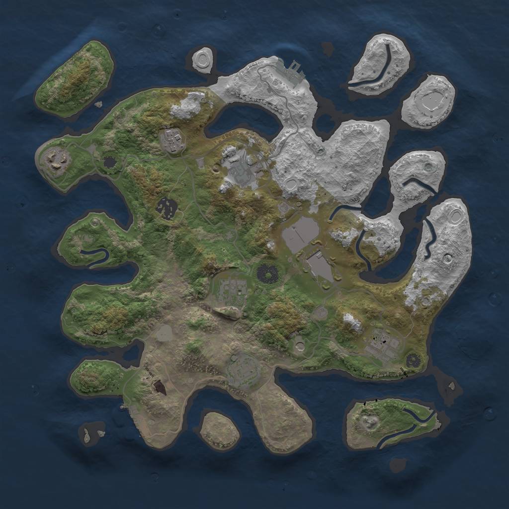 Rust Map: Procedural Map, Size: 3550, Seed: 755199, 16 Monuments