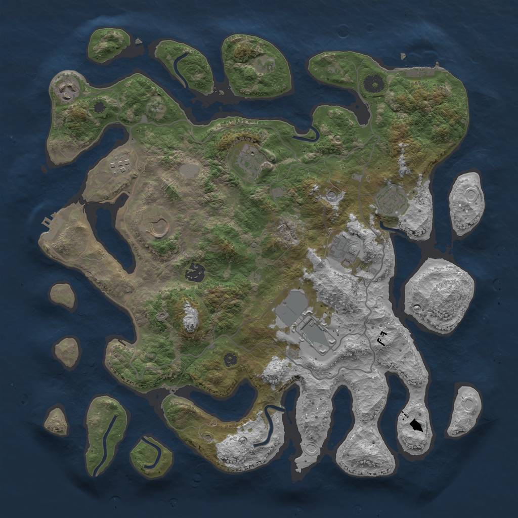 Rust Map: Procedural Map, Size: 4000, Seed: 23822, 16 Monuments