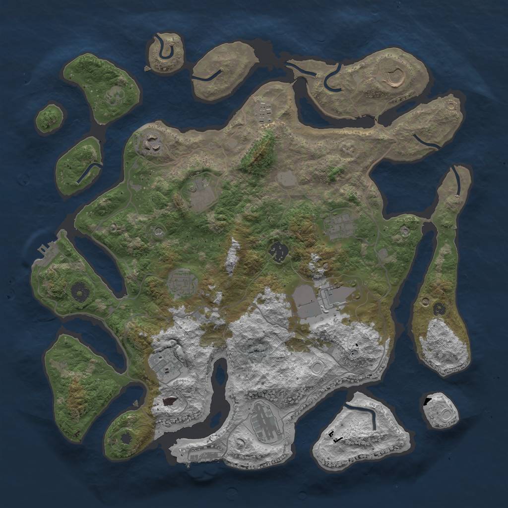 Rust Map: Procedural Map, Size: 4000, Seed: 56969, 18 Monuments