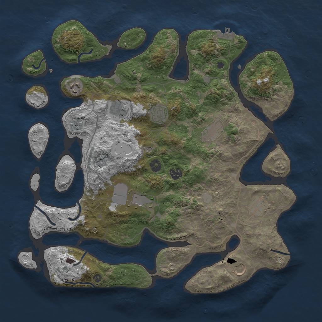 Rust Map: Procedural Map, Size: 4000, Seed: 620375, 16 Monuments