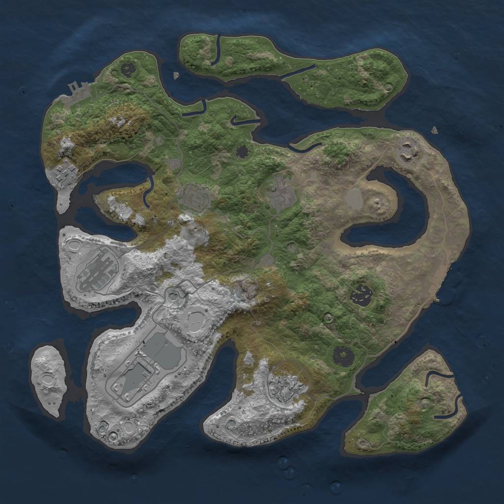 Rust Map: Procedural Map, Size: 3500, Seed: 143898420, 16 Monuments
