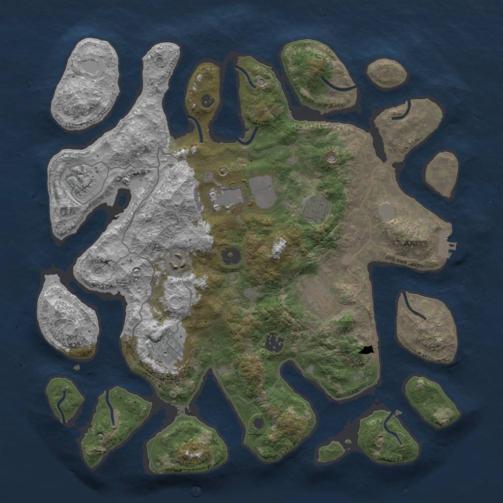 Rust Map: Procedural Map, Size: 4000, Seed: 689462, 14 Monuments