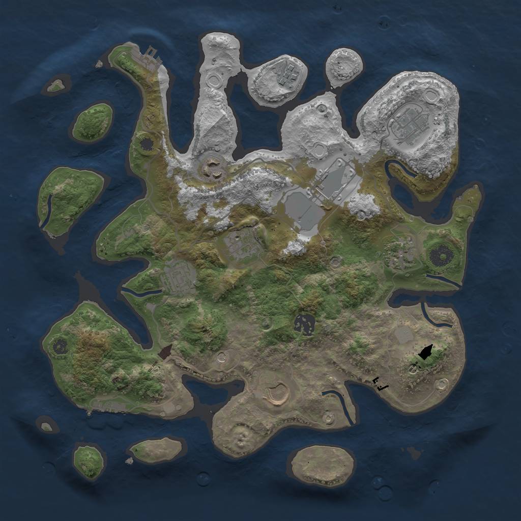 Rust Map: Procedural Map, Size: 3500, Seed: 1617548549, 17 Monuments