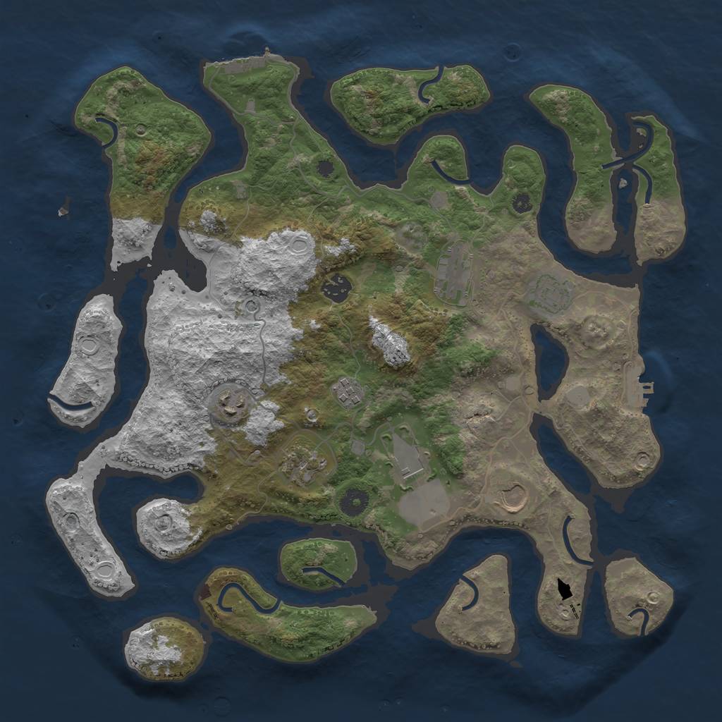 Rust Map: Procedural Map, Size: 3850, Seed: 8834, 16 Monuments