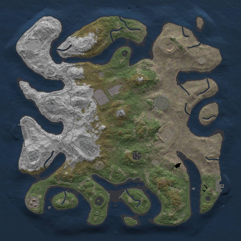 Rust Map: Procedural Map, Size: 4000, Seed: 476570, 16 Monuments