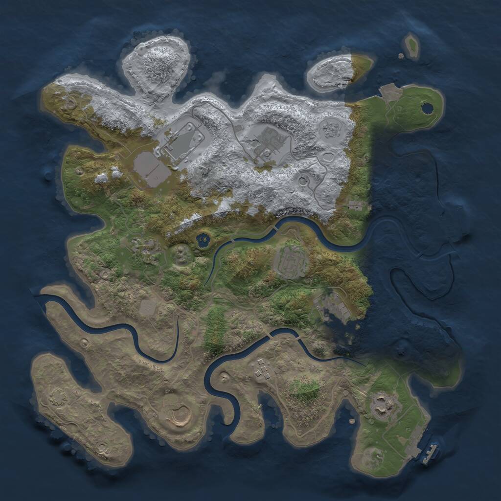 Rust Map: Procedural Map, Size: 3550, Seed: 155231, 14 Monuments