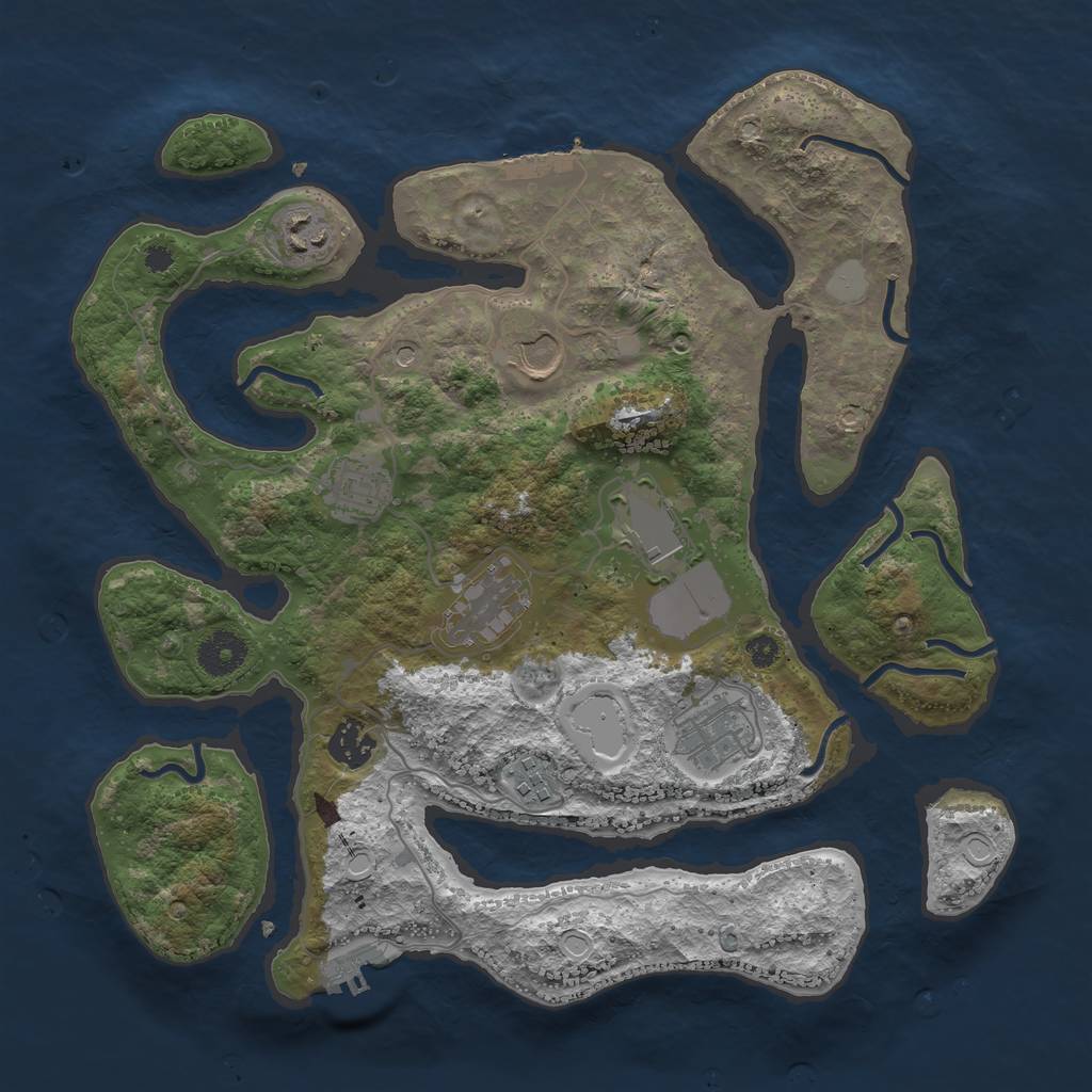 Rust Map: Procedural Map, Size: 3550, Seed: 505235, 16 Monuments