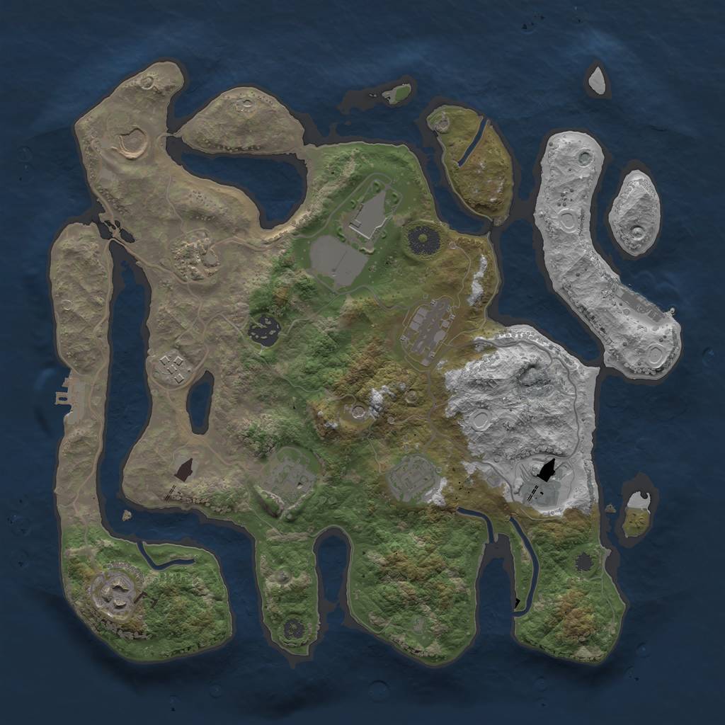 Rust Map: Procedural Map, Size: 3500, Seed: 907221298, 18 Monuments