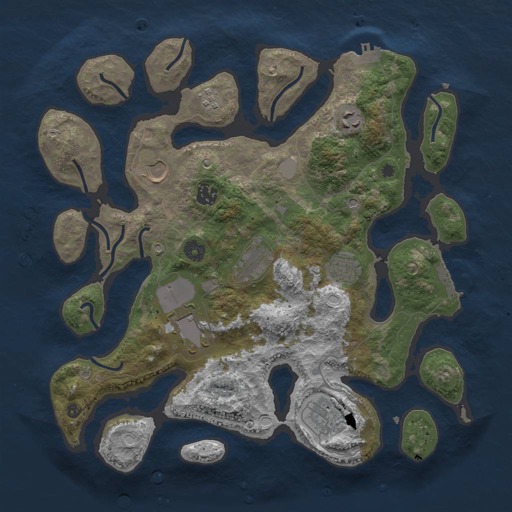 Rust Map: Procedural Map, Size: 3550, Seed: 231972, 16 Monuments