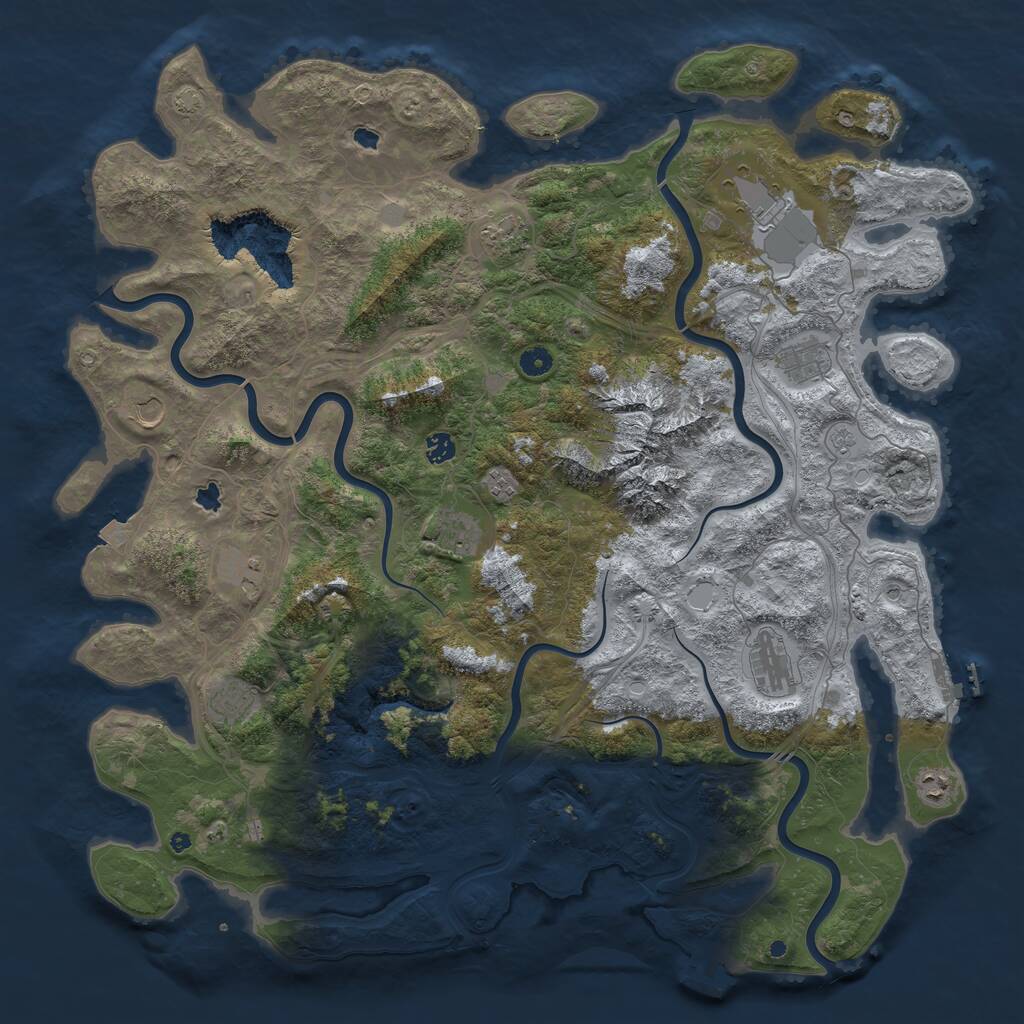 Rust Map: Procedural Map, Size: 5000, Seed: 9876513, 17 Monuments
