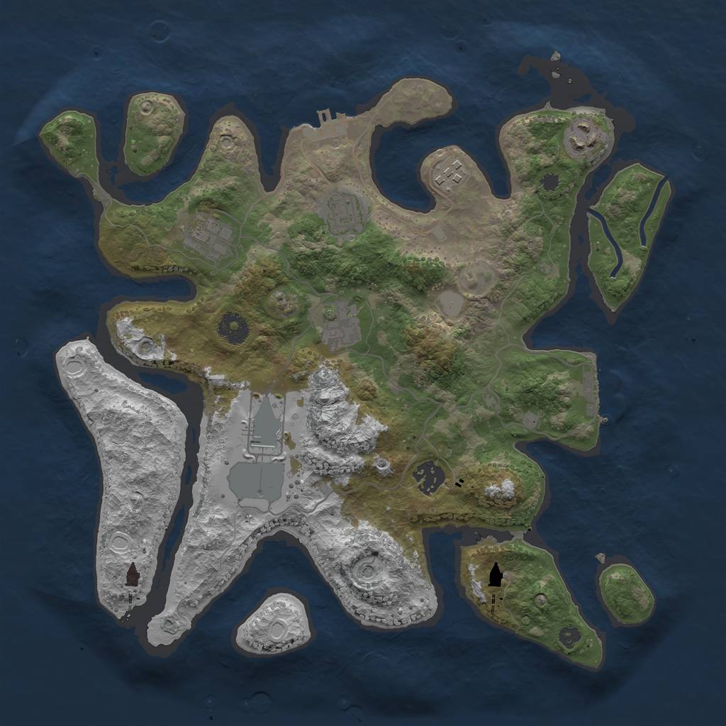 Rust Map: Procedural Map, Size: 3500, Seed: 129803710, 15 Monuments