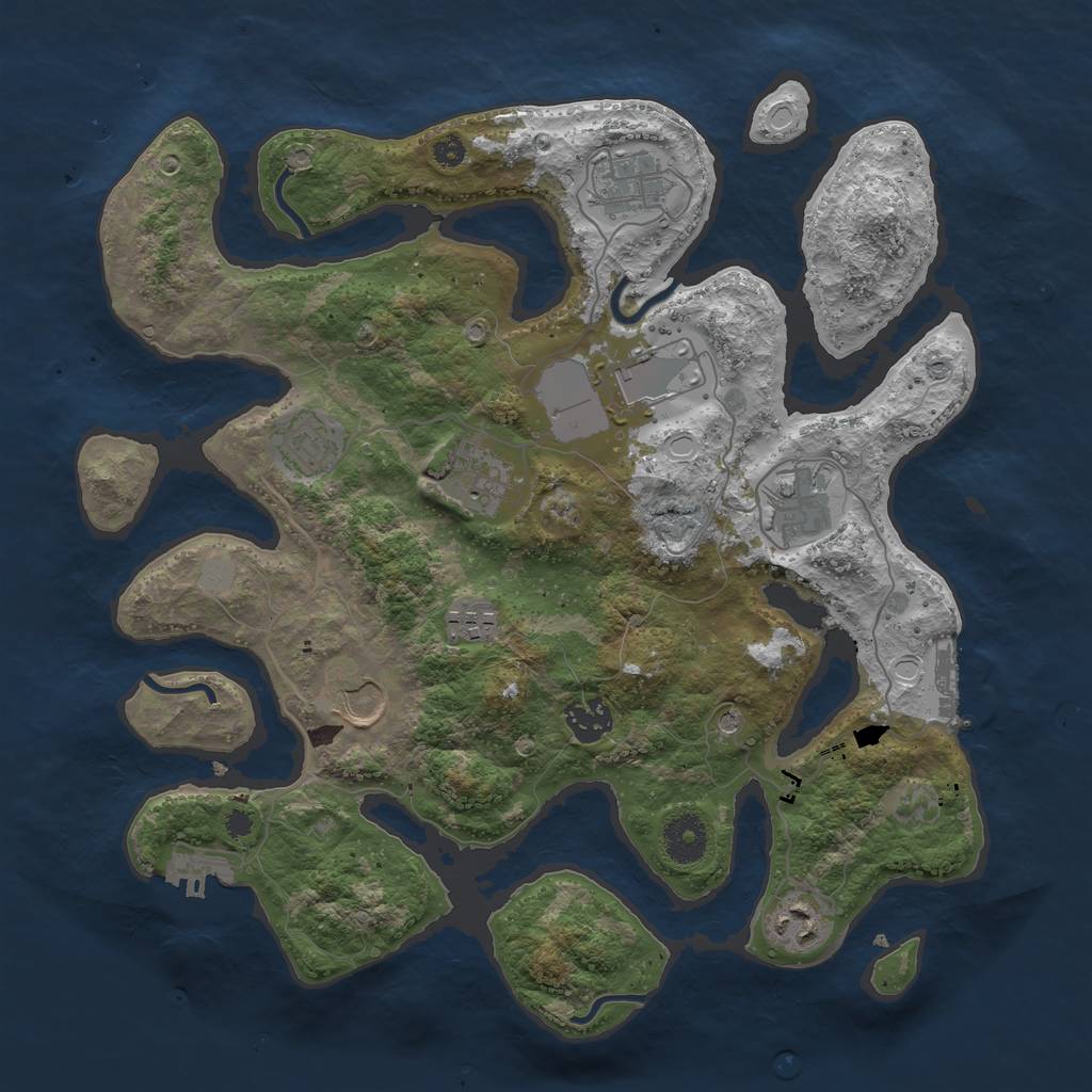 Rust Map: Procedural Map, Size: 3550, Seed: 542976, 17 Monuments