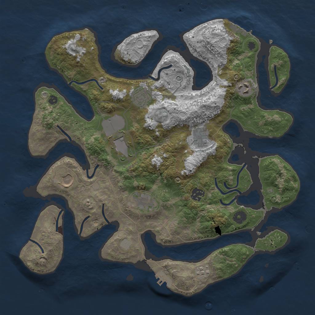 Rust Map: Procedural Map, Size: 3650, Seed: 1006335558, 16 Monuments