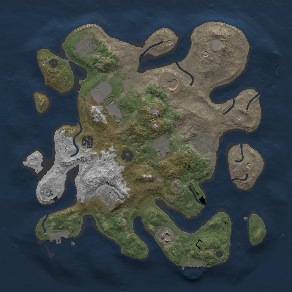 Rust Map: Procedural Map, Size: 3550, Seed: 710266, 17 Monuments