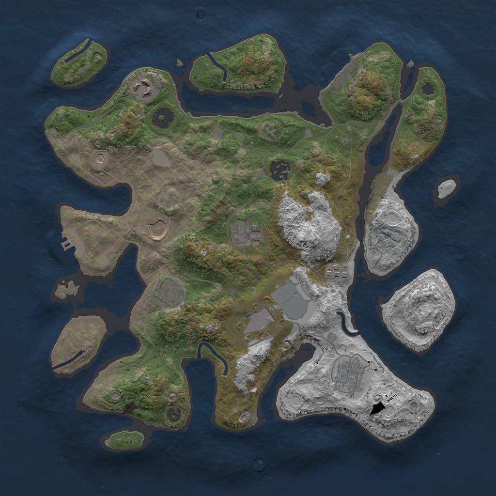 Rust Map: Procedural Map, Size: 3550, Seed: 501878, 16 Monuments