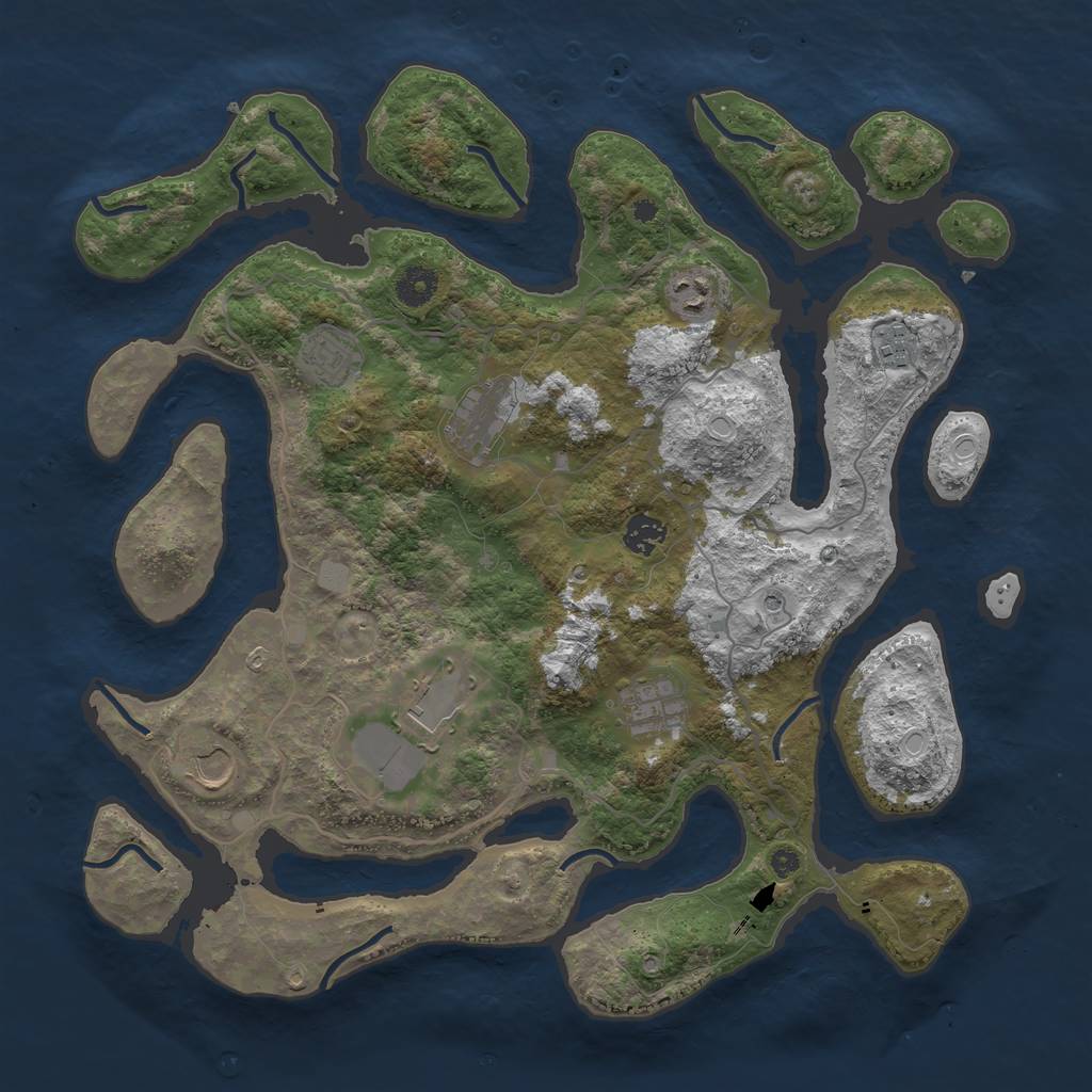 Rust Map: Procedural Map, Size: 4000, Seed: 8475, 14 Monuments