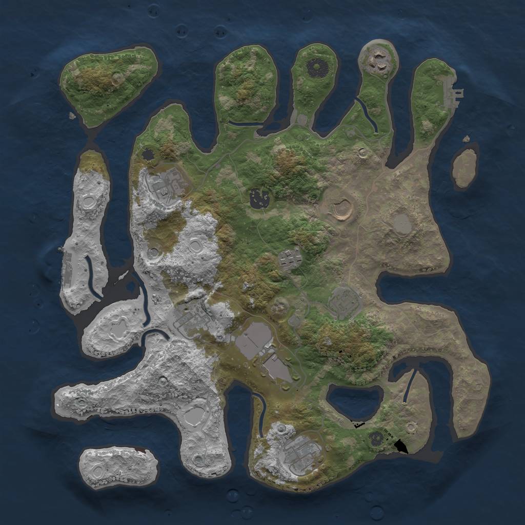 Rust Map: Procedural Map, Size: 3700, Seed: 2263, 17 Monuments