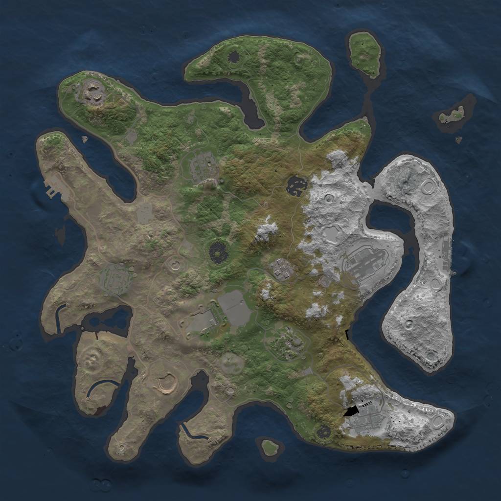 Rust Map: Procedural Map, Size: 3700, Seed: 1328304499, 18 Monuments