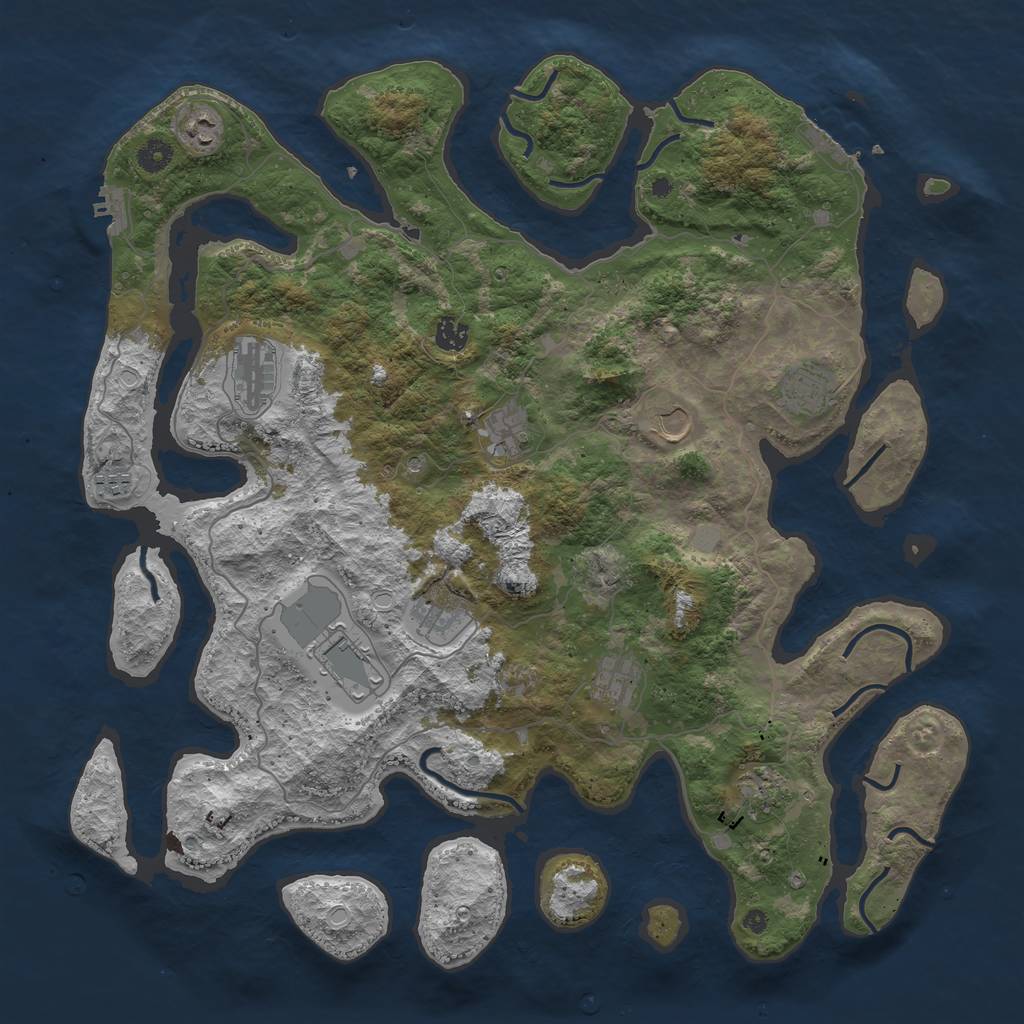 Rust Map: Procedural Map, Size: 4500, Seed: 415421541, 19 Monuments