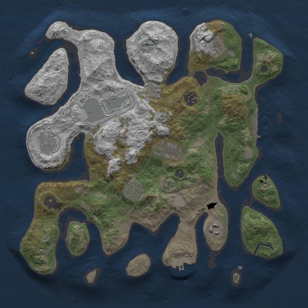 Rust Map: Procedural Map, Size: 3550, Seed: 360483, 16 Monuments