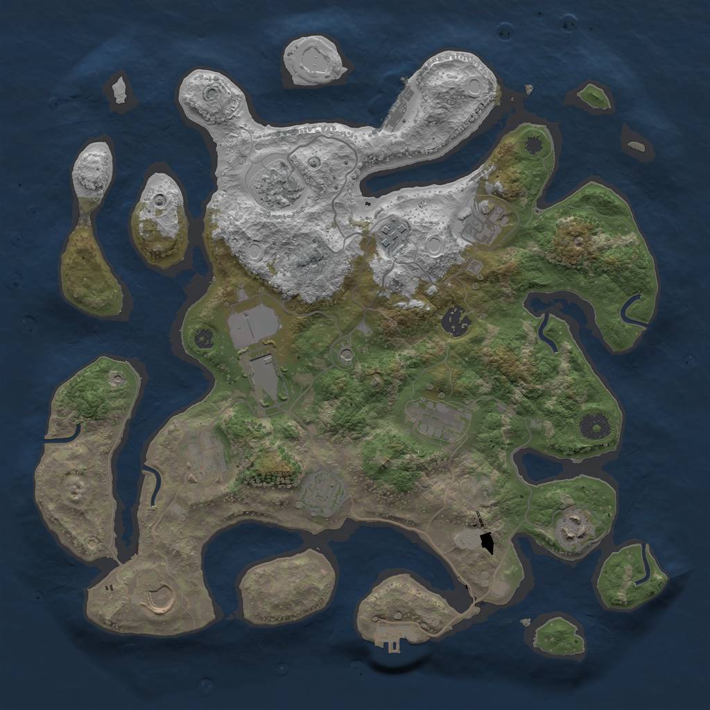 Rust Map: Procedural Map, Size: 3700, Seed: 2064646041, 18 Monuments