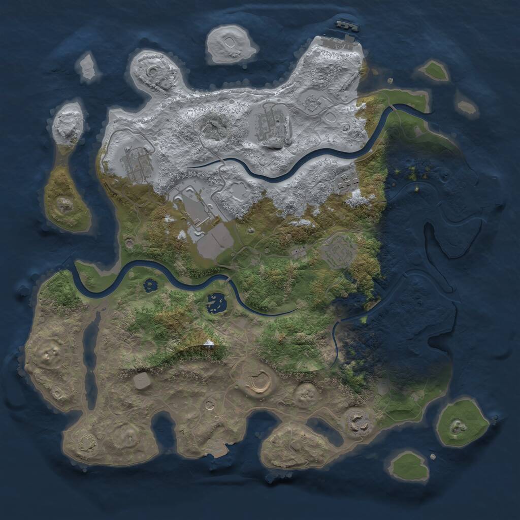 Rust Map: Procedural Map, Size: 3700, Seed: 2064646041, 14 Monuments