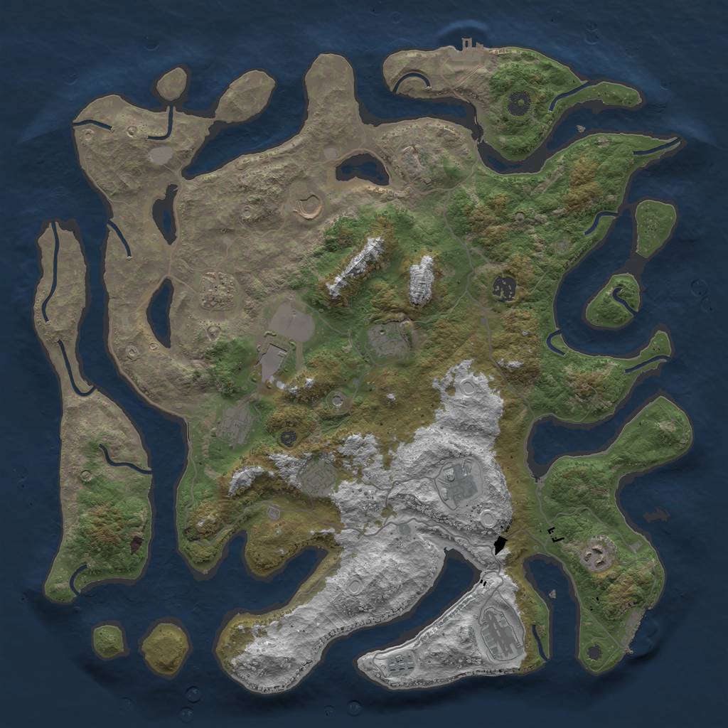 Rust Map: Procedural Map, Size: 4500, Seed: 3654984, 19 Monuments