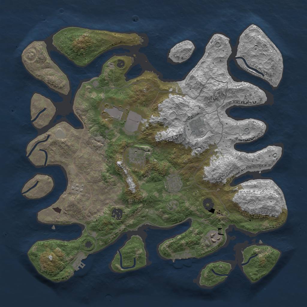 Rust Map: Procedural Map, Size: 4000, Seed: 490842, 15 Monuments