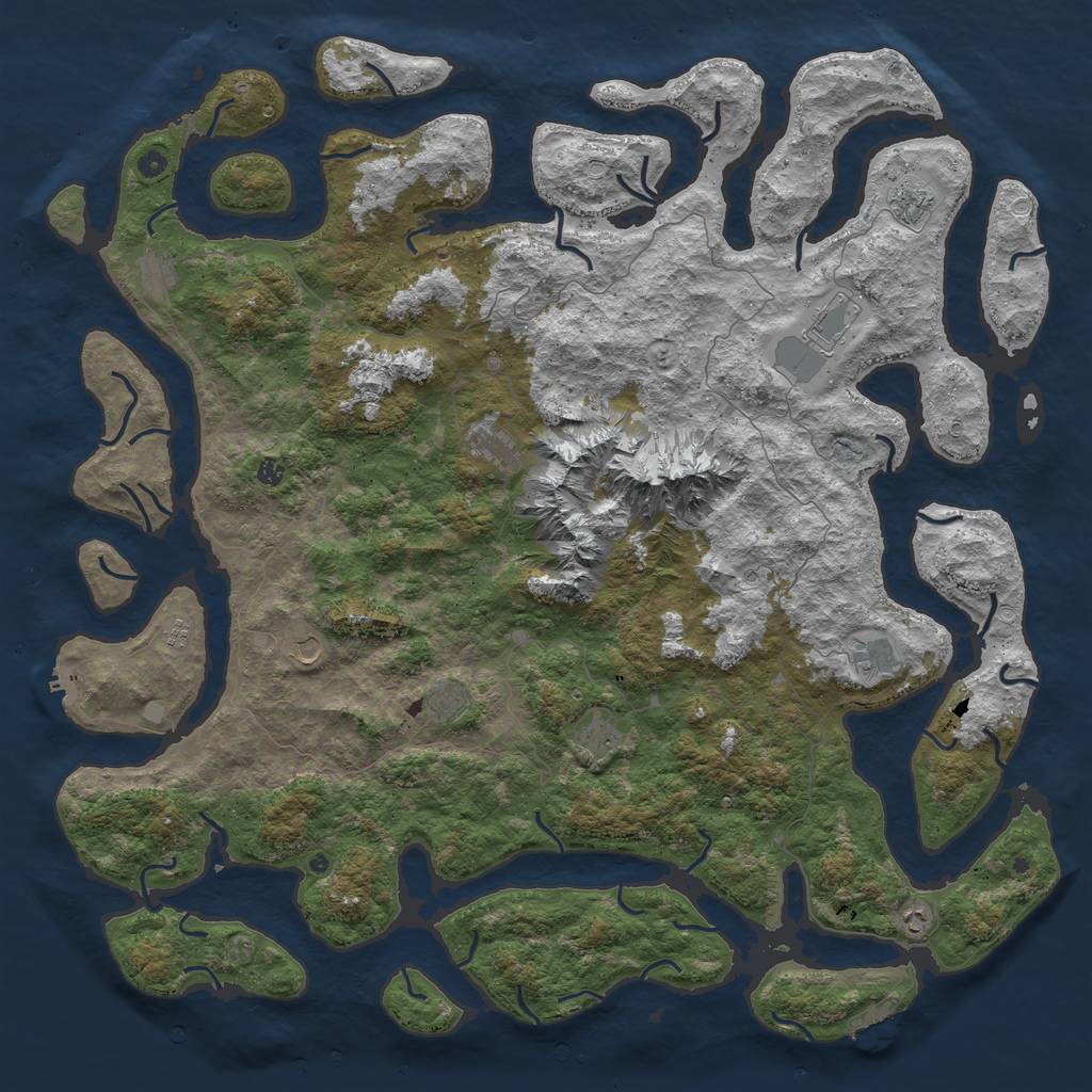 Rust Map: Procedural Map, Size: 5999, Seed: 77000, 19 Monuments