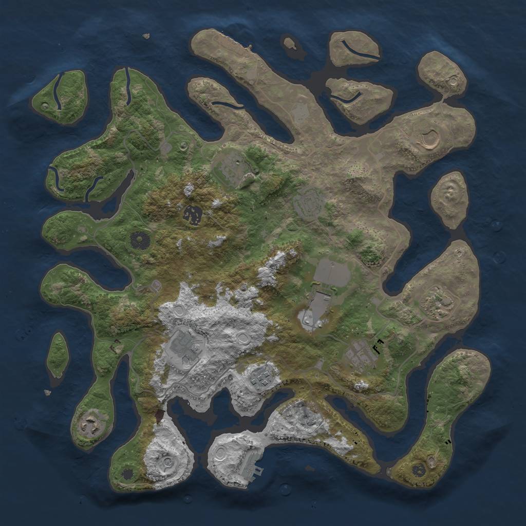 Rust Map: Procedural Map, Size: 4000, Seed: 272933, 18 Monuments
